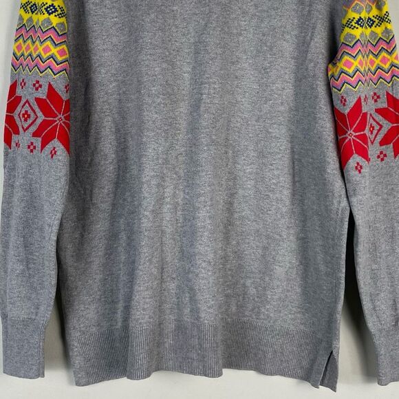 GAP Fair Isle Snowflake Gray Crewneck Sweater Sz Medium NEW‎ Cotton Lightweight - Picture 7 of 9